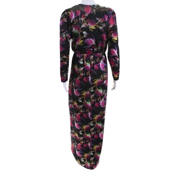 Delfi Collective Lindsay Maxi Dress Size Small Black Pink Tropical Floral Gown - Picture 2 of 12